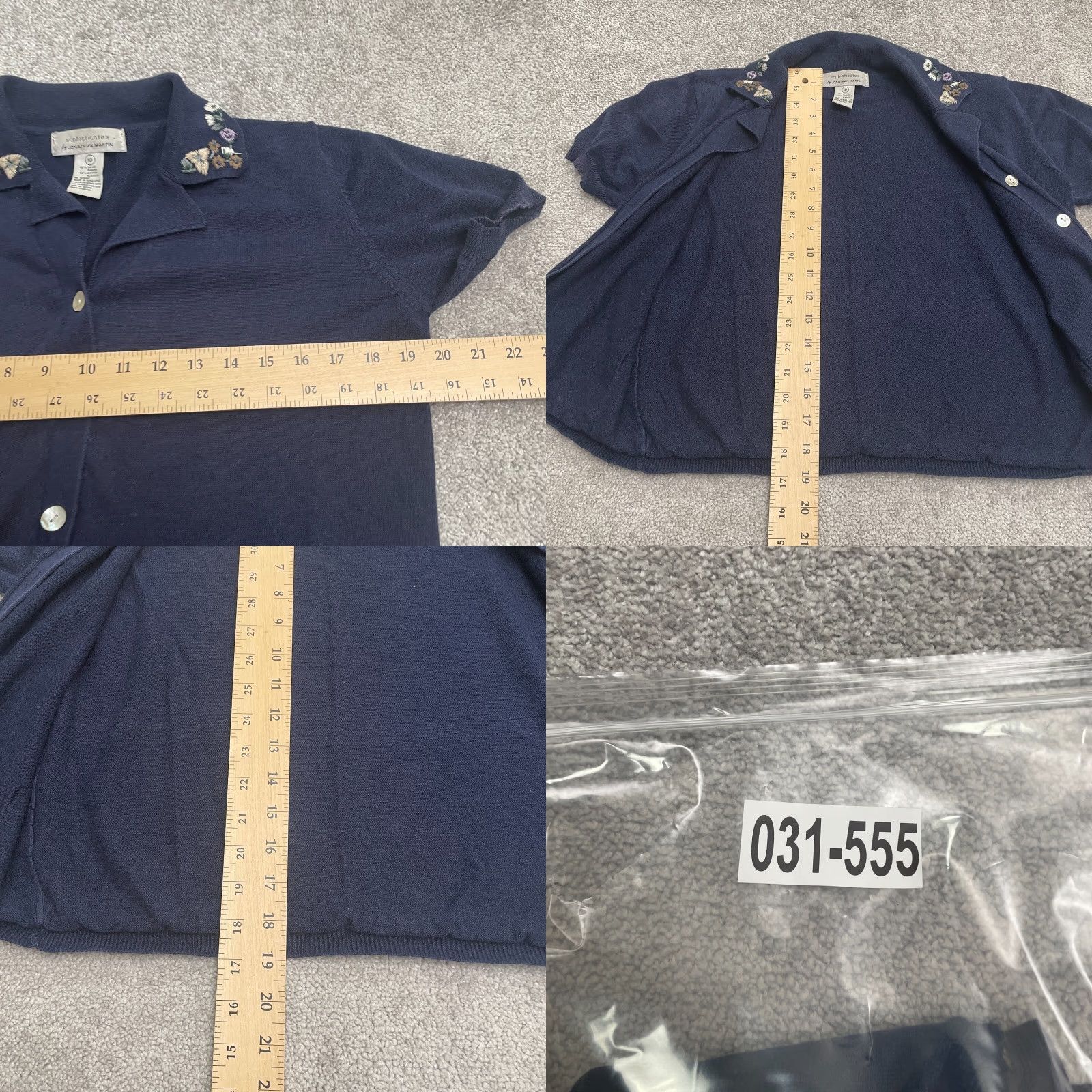 Vintage VINTAGE Jonathan Martin Sweater Cardigan Women 10 Blue Embroidered Knit Cotton Ramie Short Sleeve Classic Designer Women Size L / US 10 / IT 46 - 8 Thumbnail