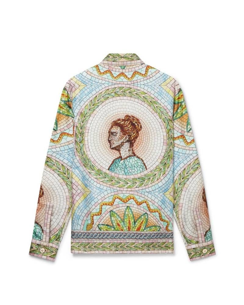 Casablanca o1mle0326 Long Sleeve Silk Shirt Mosaics in Multicolor Size US XXL / EU 58 / 5 - 2 Thumbnail