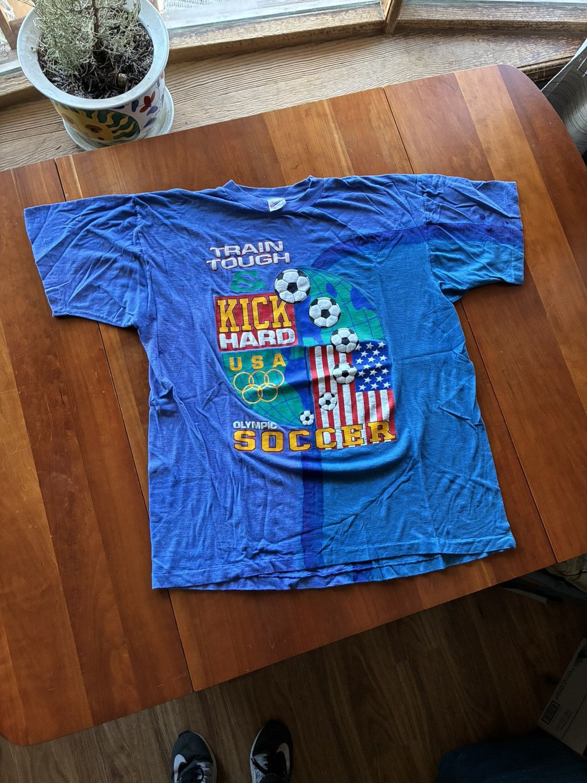 Vintage Vintage 90s USA Soccer tee shirt Size US XL / EU 56 / 4 - 1 Thumbnail