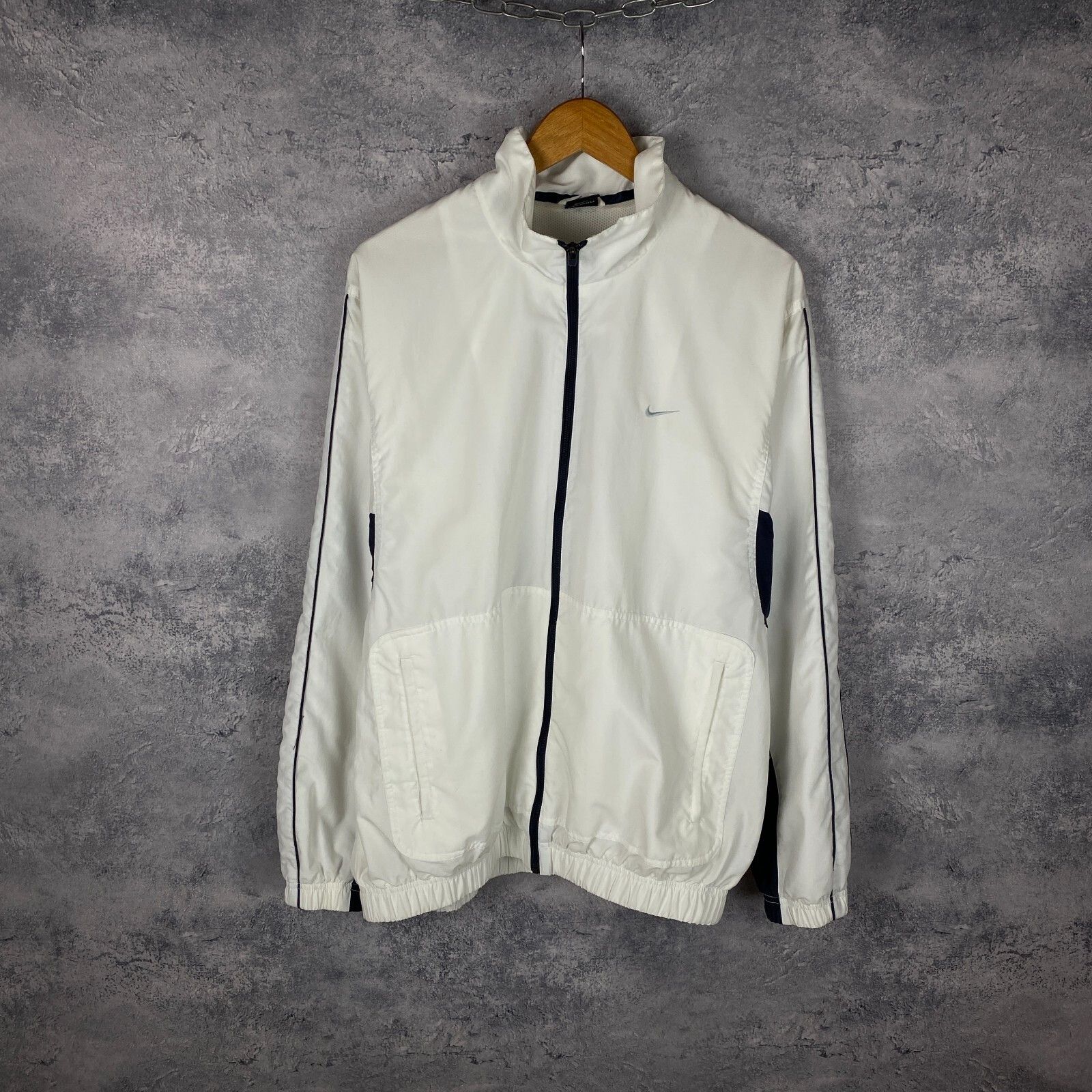 Nike Vintage Track Jacket Men's Size L White Big Swoosh