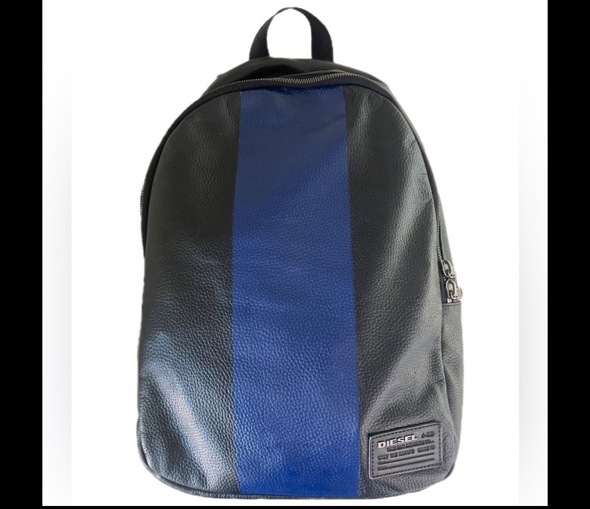 Diesel Diesel Men Large Capacity Leather Backpack Black Blue Size ONE SIZE - 1 Thumbnail
