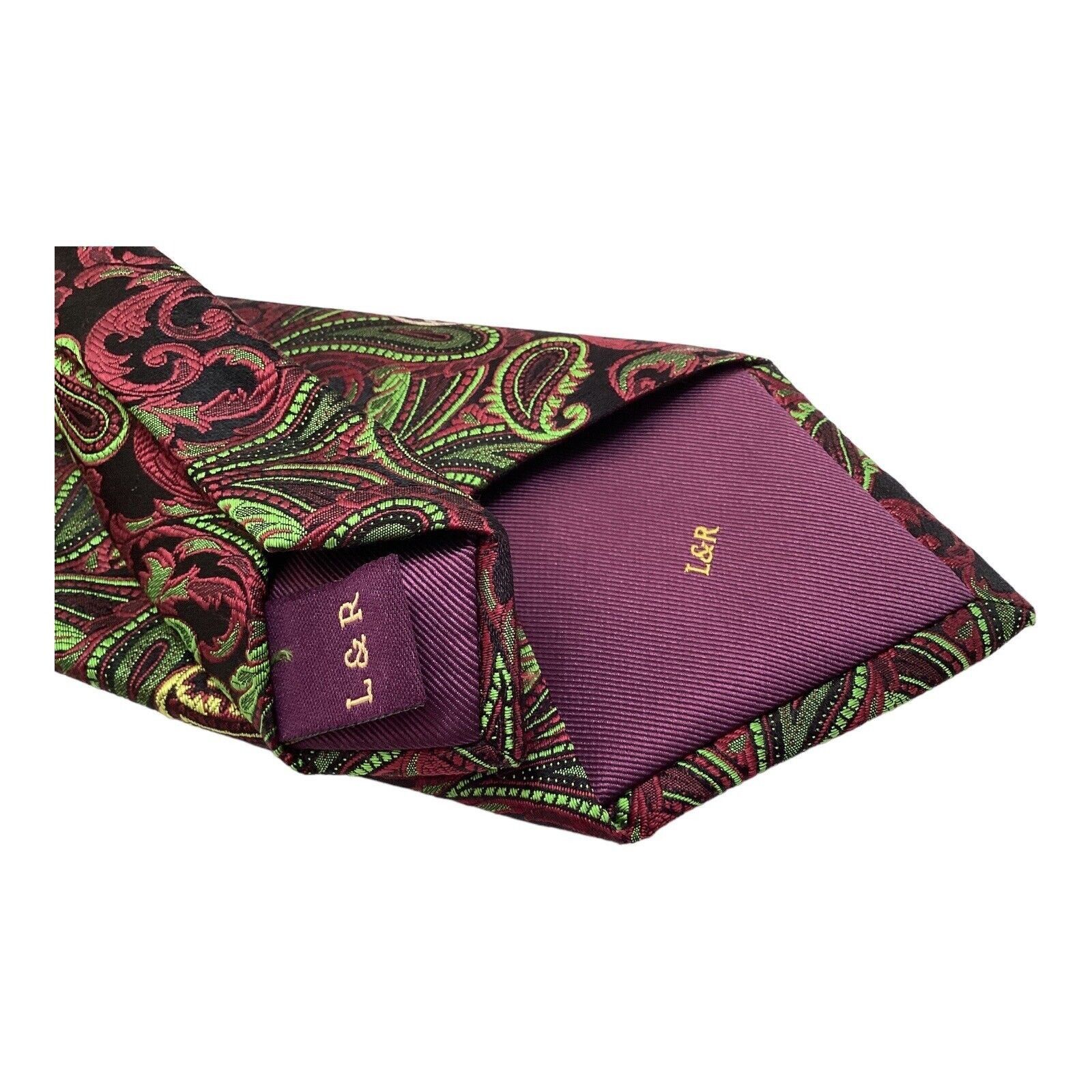 Other LEWIS & RICHMOND Green Paisley Luxury Designer Silk Tie W: 3 Size ONE SIZE - 4 Thumbnail