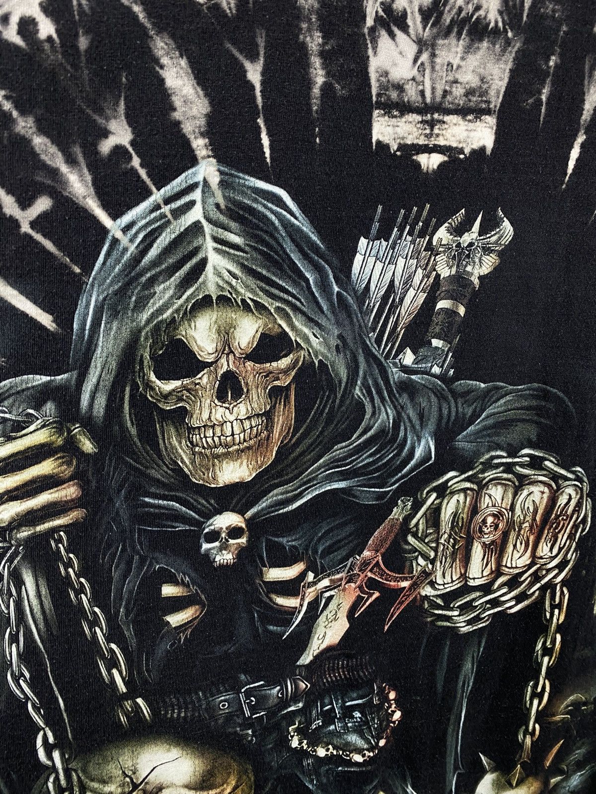 Vintage 💀Vintage 90s T-Shirt Wild Skeleton Death Tie Dye VTG Tee💀 Size US XXL / EU 58 / 5 - 10 Thumbnail