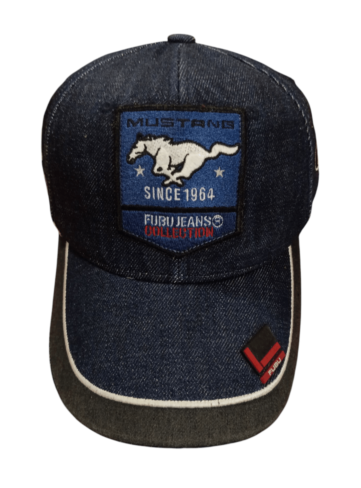 Ford × Fubu × Vintage Fubu Jeans X Ford Mustang 05 Adjustable Velcro Denim Hat Size ONE SIZE - 1 Thumbnail