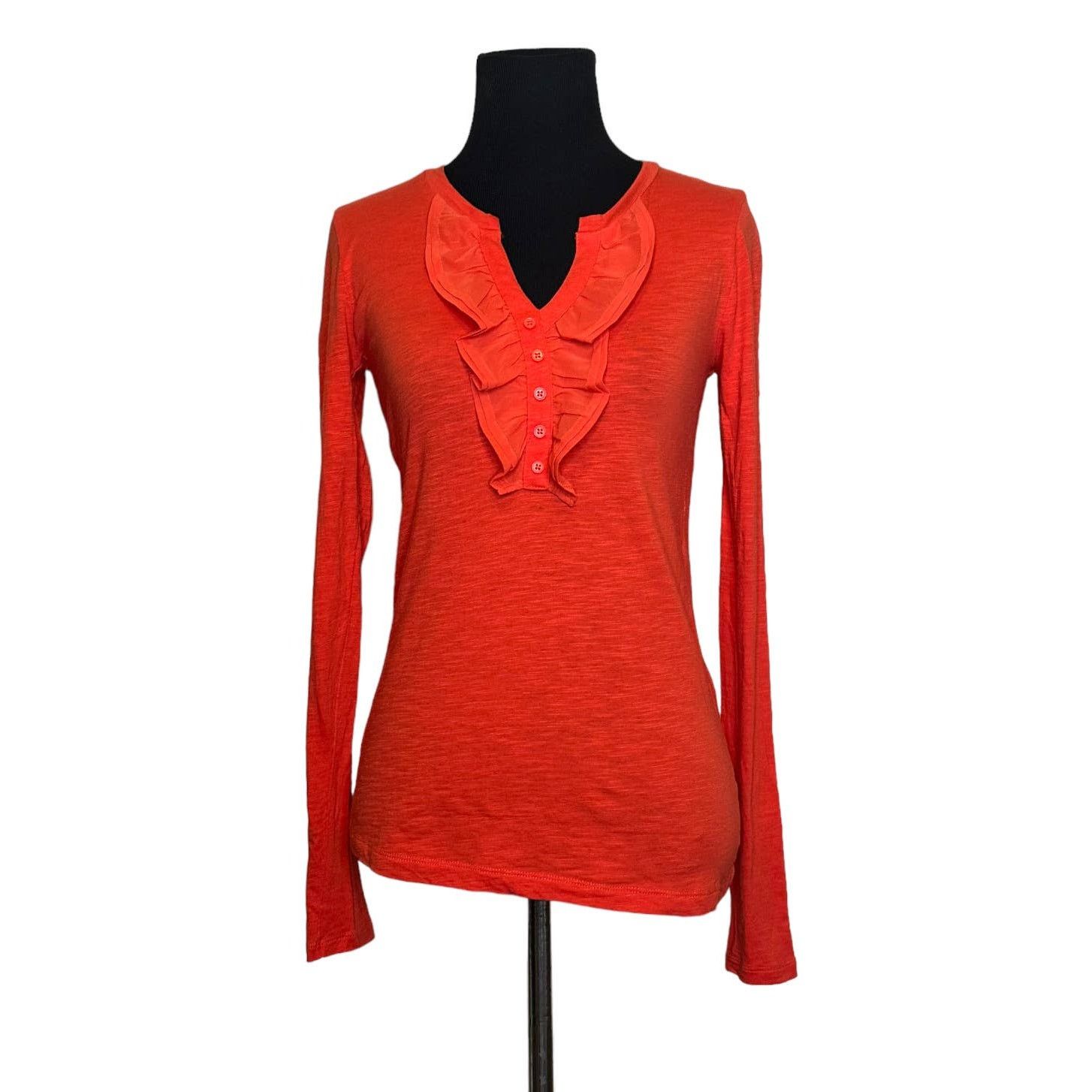 Loft Loft orange long sleeve ruffle blouse size XSP Size XS / US 0-2 / IT 36-38 - 1 Thumbnail