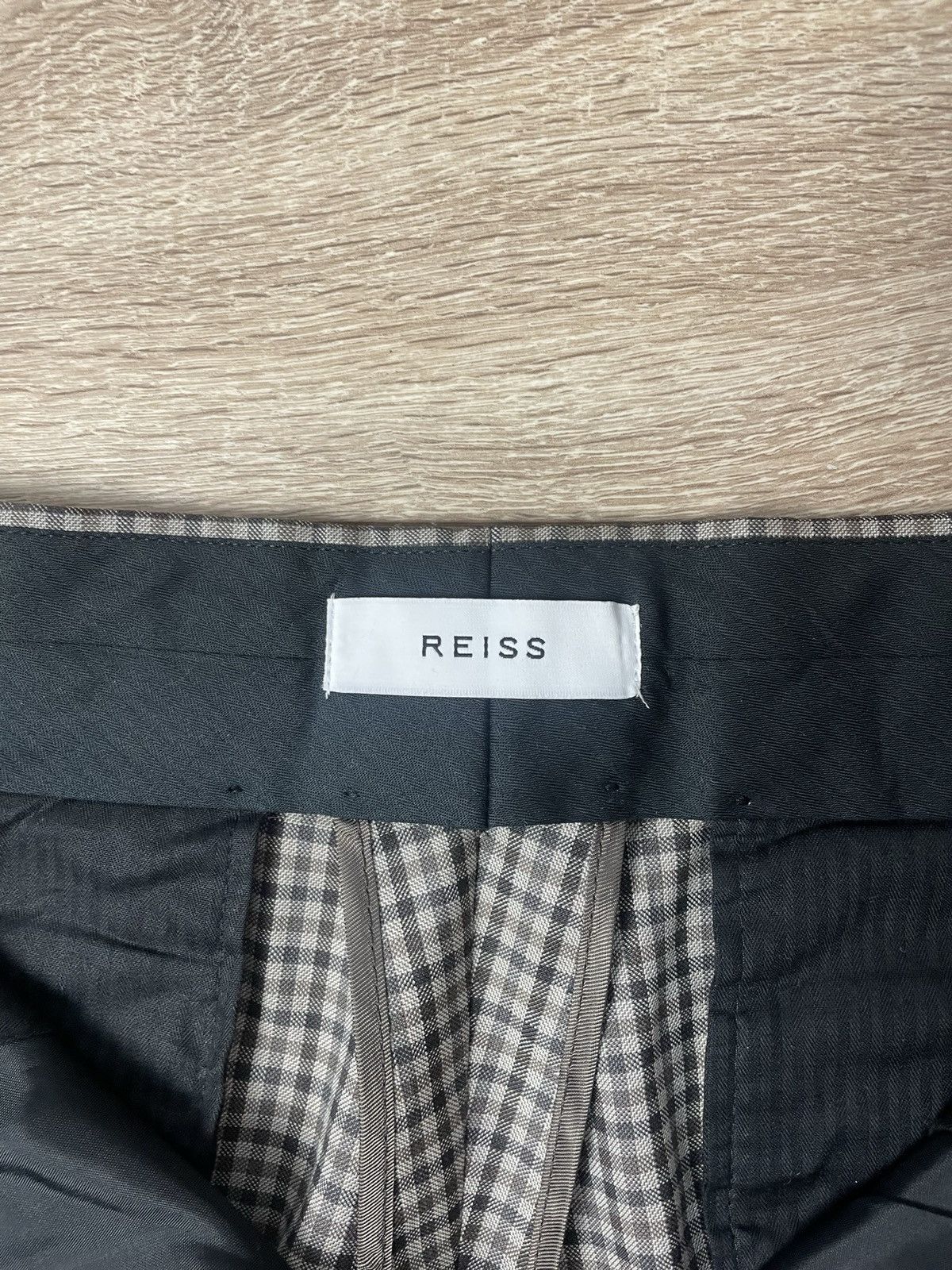 Reiss Reiss Vallarta Gingham Check Slim Pants In Mid Brown 34 inch Size 48R - 6 Thumbnail