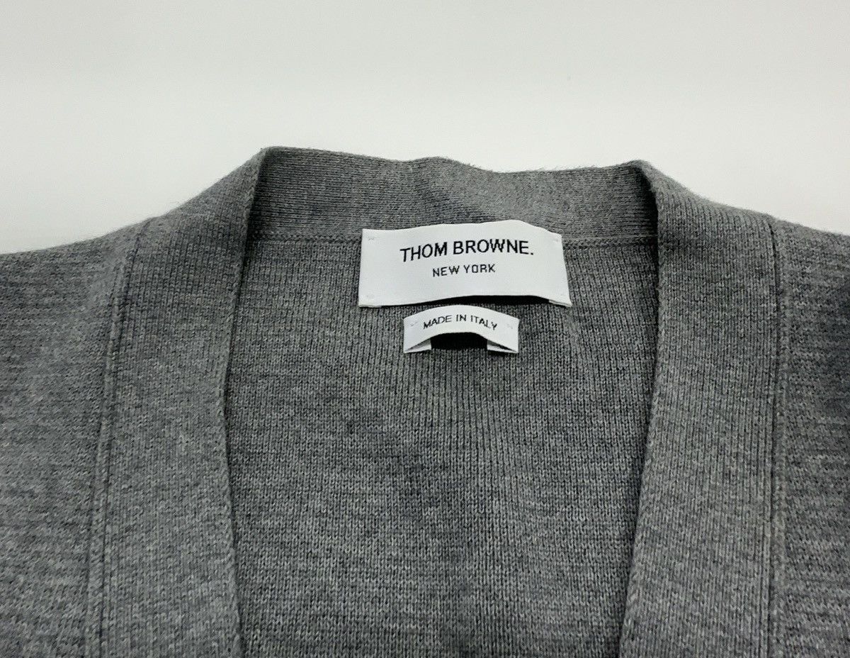 Thom Browne Thom Browne grey Milano stitch cotton V-neck cardigan Size US S / EU 44-46 / 1 - 7 Thumbnail