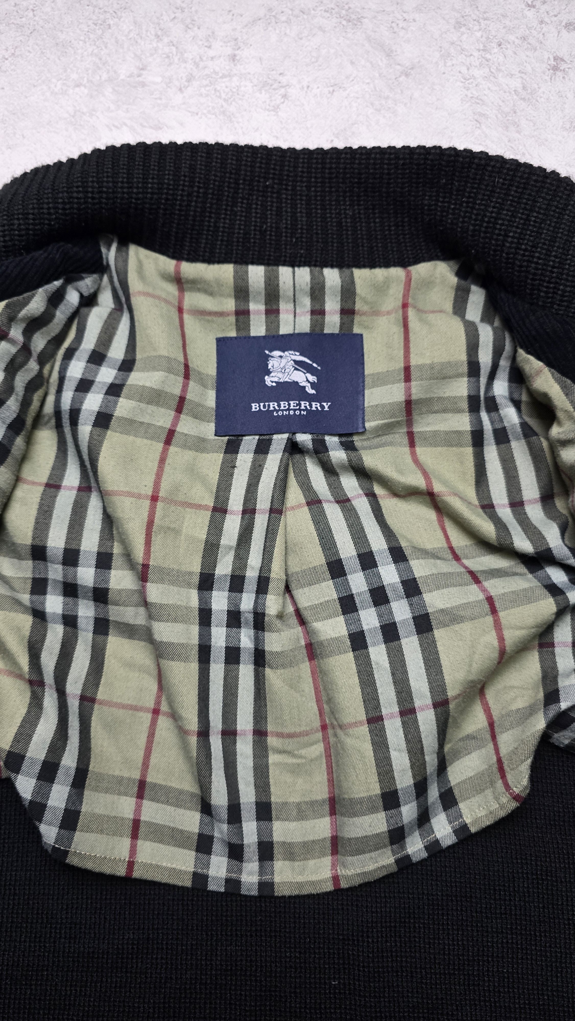 Burberry Sweater Jacket Merino Wool Corduroy Zip Nova Check Lined Size US XL / EU 56 / 4 - 17 Thumbnail