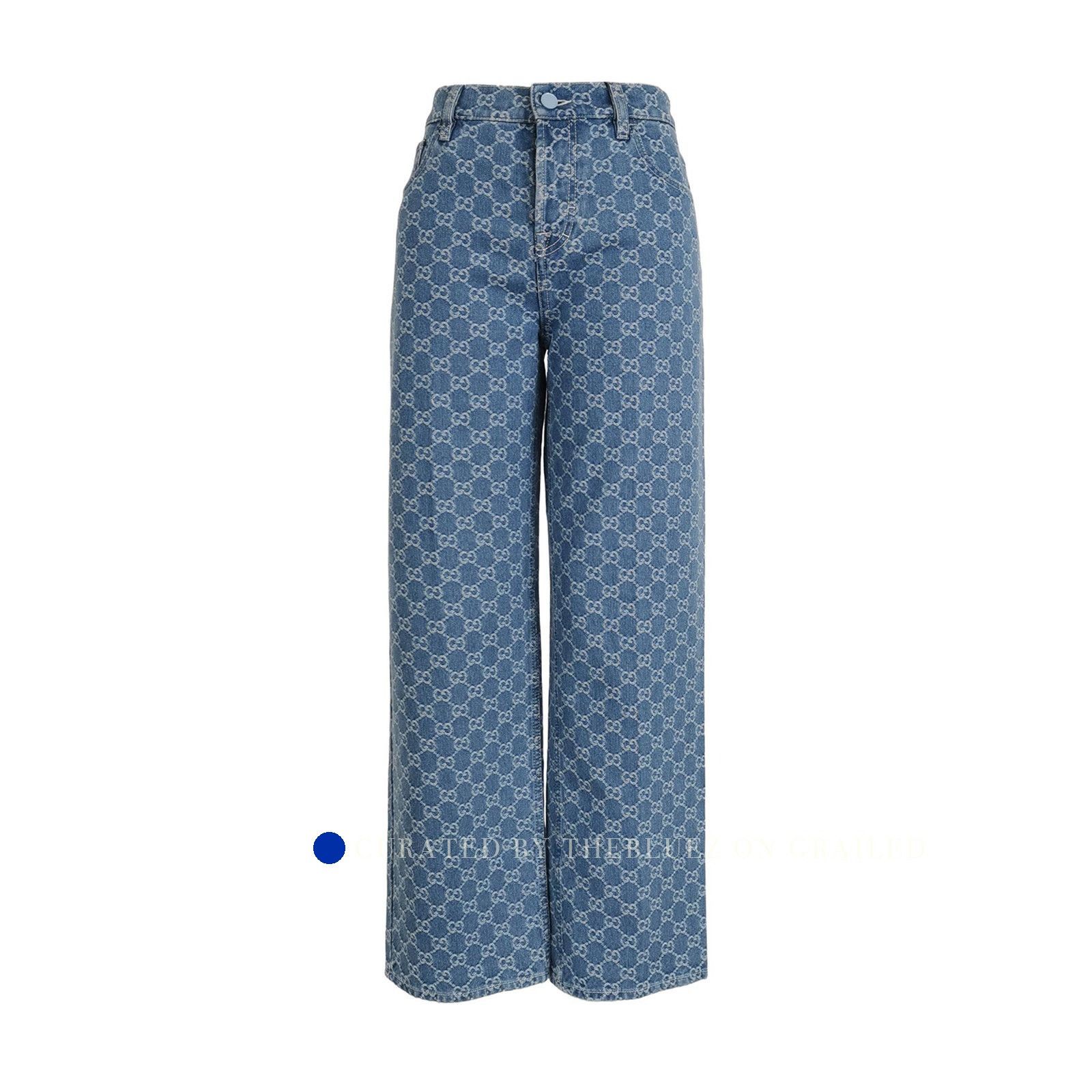 Gucci Stylish Blue Monogram Denim Jeans Size US 30 / EU 46 - 1 Thumbnail