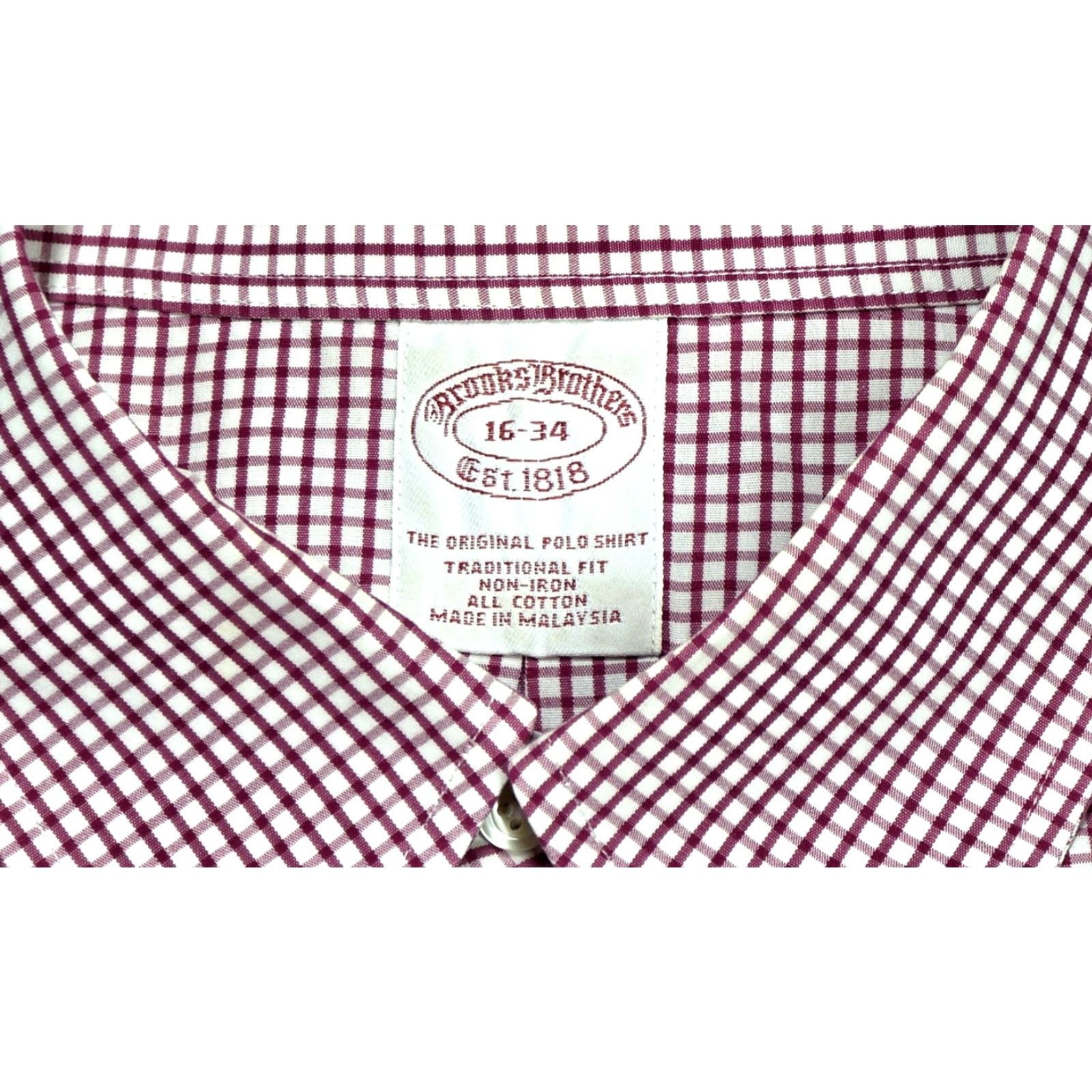 Brooks Brothers Brooks Brothers Shirt Mens Long Sleeve Button-Up 16 34 Traditional Fit blue white gingham OCBD Size US L / EU 52-54 / 3 - 7 Thumbnail