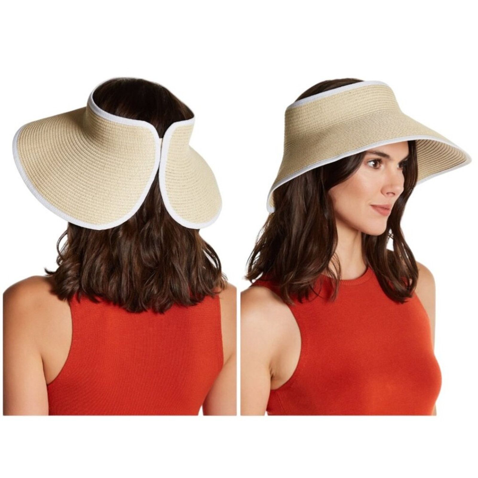 Nordstrom Nordstrom Roll-Up Straw Visor Natural White One Size NWOT Size ONE SIZE - 1 Thumbnail