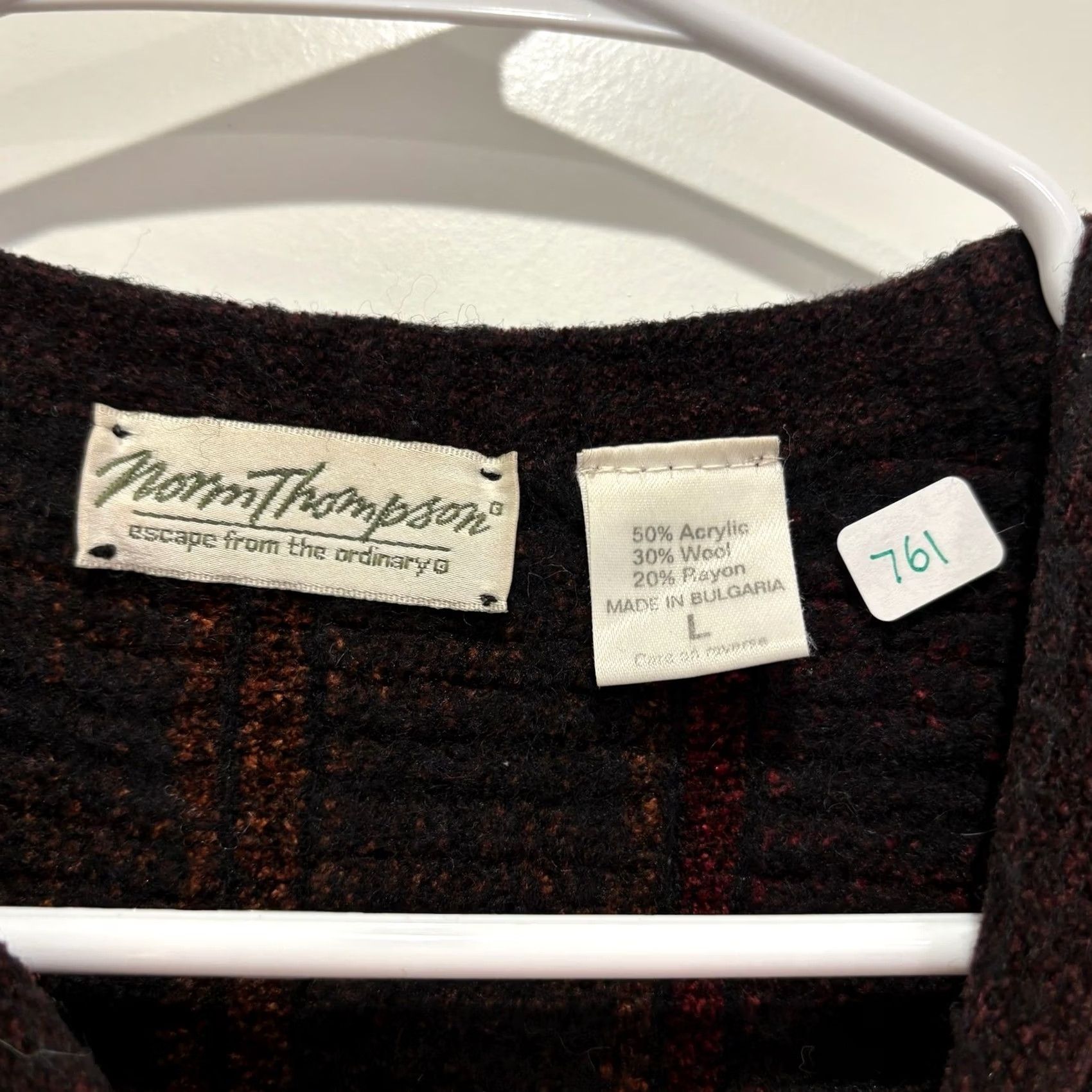 Jim Thompson Norm Thompson Sweater Striped Crewneck Burgundy Rust Black Large Size L / US 10 / IT 46 - 2 Thumbnail