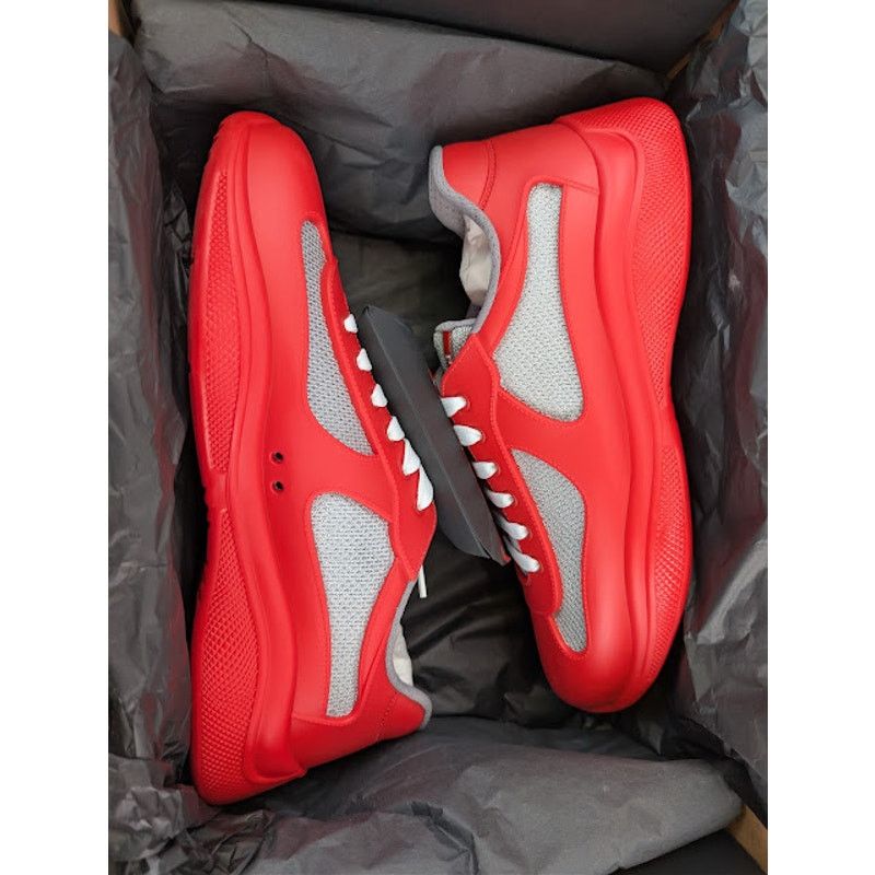 Prada o1rshd1 Calzature Uomo Icon Soft Lace Up Sneaker in Rosso Size US 9 / EU 42 - 22 Thumbnail