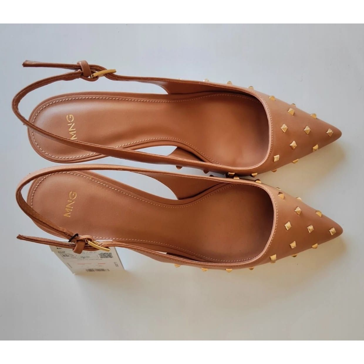 Zara Mango Studded Pointed Toe Slingback Kitten Heels NWT Size US 9.5 / IT 39.5 - 11 Thumbnail