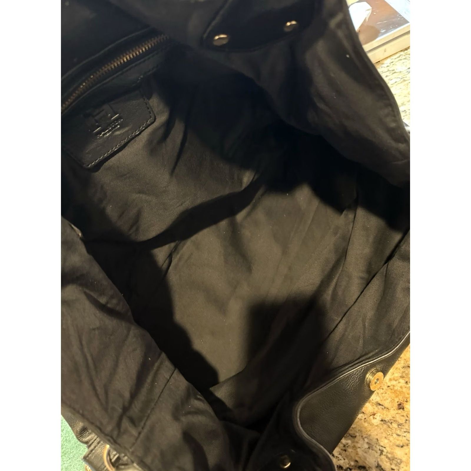 Halston VINTAGE Halston Y2K Large Black Gold Handbag Shoulder Bag Women Adults Large Black Gold Zipper Pull Missing Inside Leather 90s Style Size ONE SIZE - 4 Thumbnail