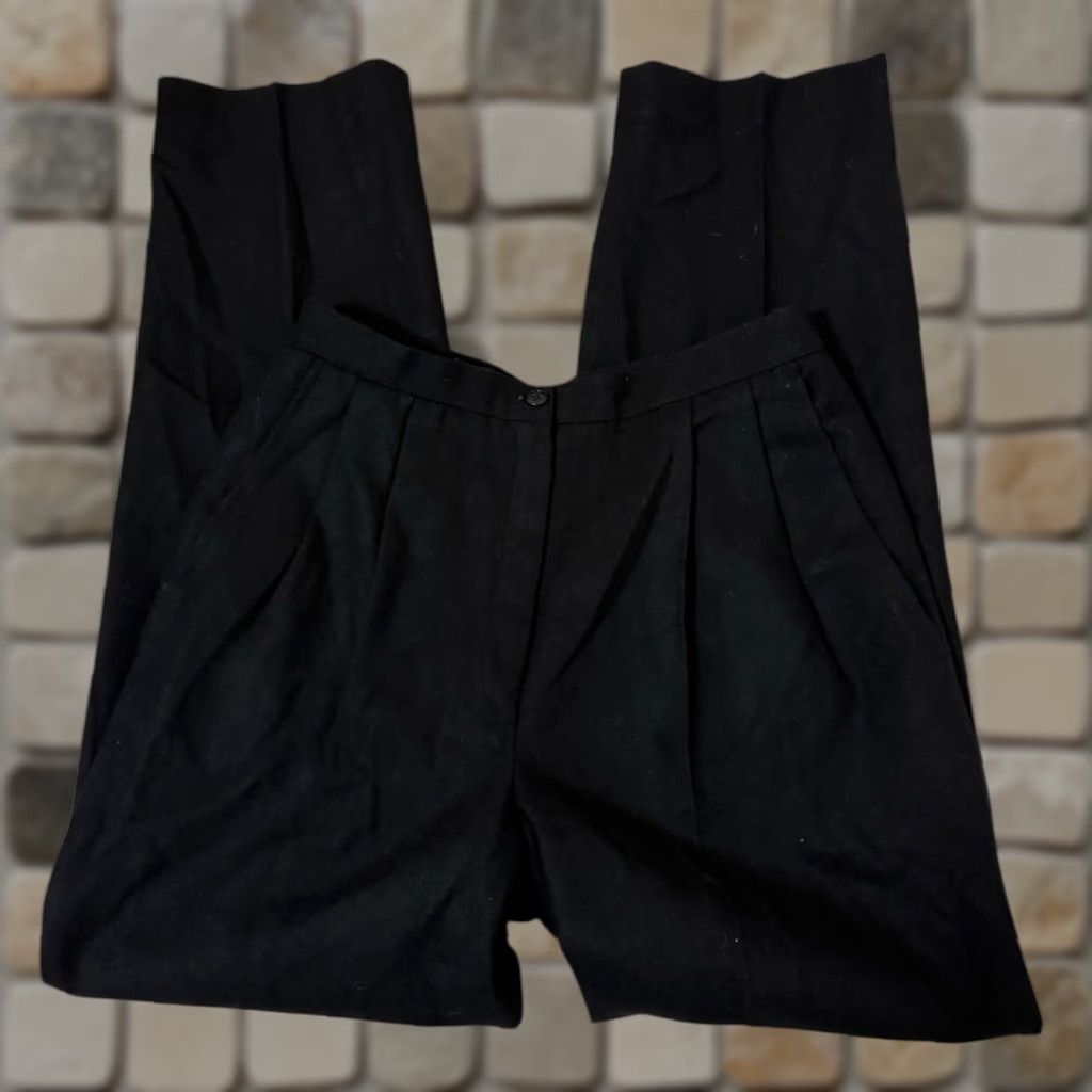 VINTAGE Leslie Fay Sportswear Womens Wool Blend Pleated Pants Black 12 Baggy 80s VTG NWT