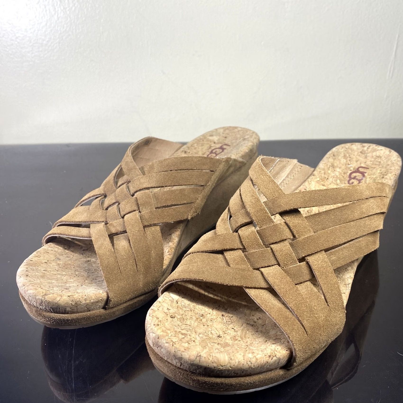 Ugg UGG Sandal Womens 8 Brown Leather Wedge Slide Heel Style Slide - Size US 8 / IT 38 - 3 Thumbnail