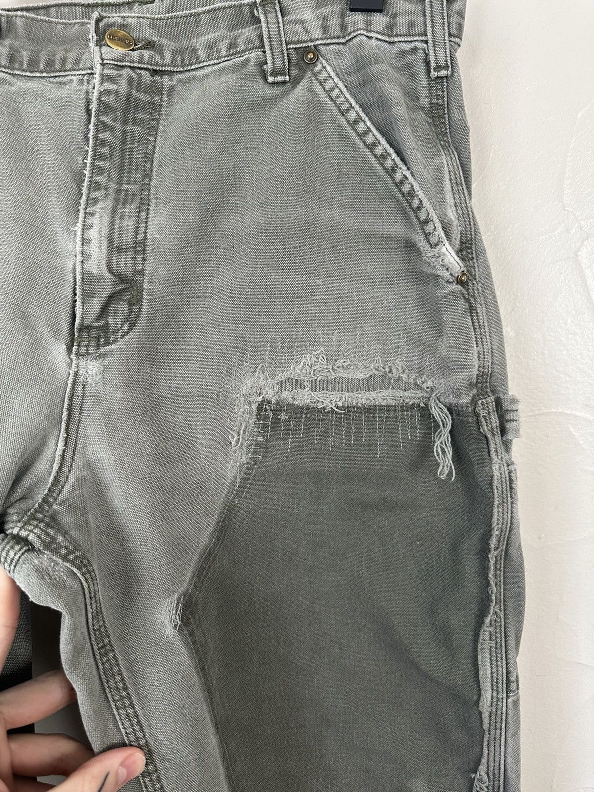 Carhartt (31x30) CRAZY THRASHED REPAIRED Carhartt Double Knee Pants Size US 31 - 5 Thumbnail