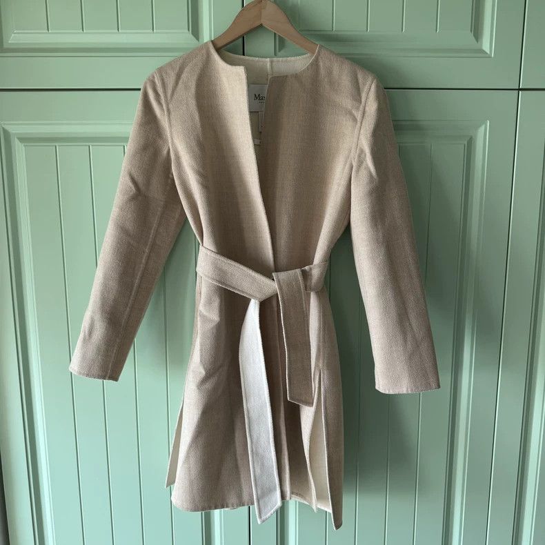 MaxMara Beige Wool Coat with Belt
