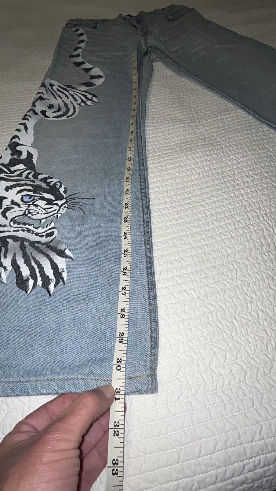Roberto Cavalli ONE OF A KIND 2004 Runway Archive Hand Painted White Tiger Size US 29 - 16 Thumbnail
