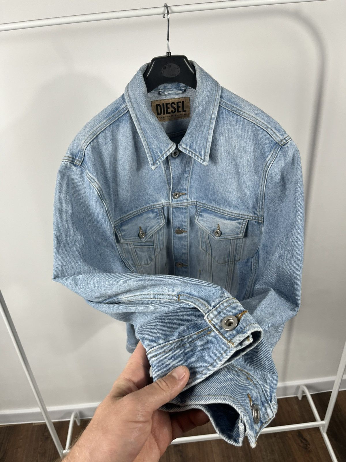 Diesel Diesel light blue denim trucker jacket size L classic fit Size US L / EU 52-54 / 3 - 7 Thumbnail