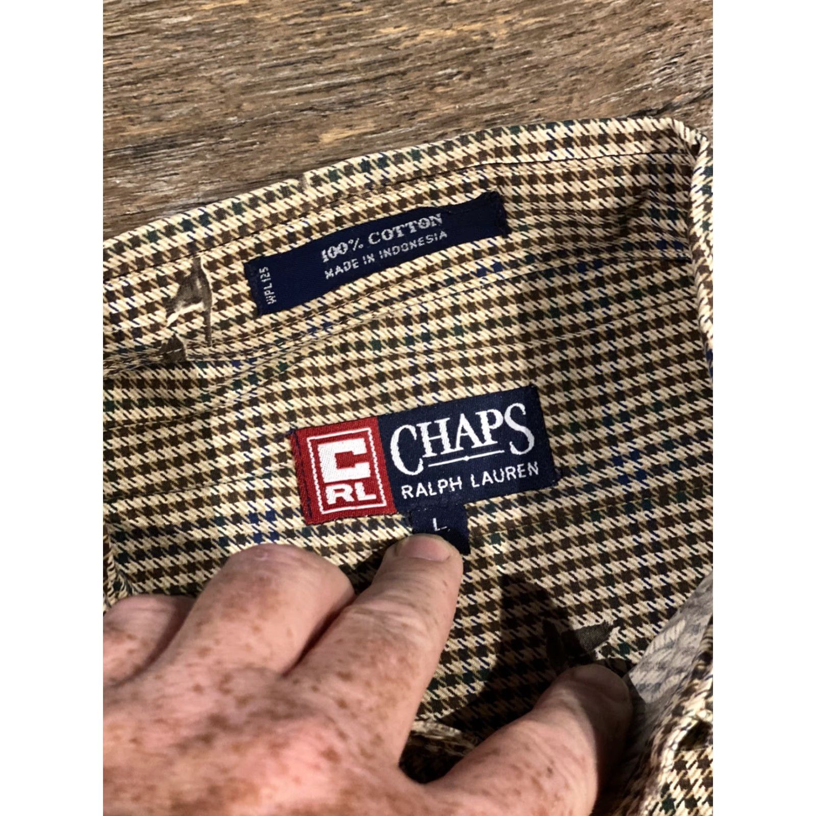Chaps Chaps Ralph Lauren Button-Up Shirt Houndstooth Check Ducks L Mens Large Multi-Color 100% Cotton Button-Front Long Sleeve Size US L / EU 52-54 / 3 - 4 Thumbnail