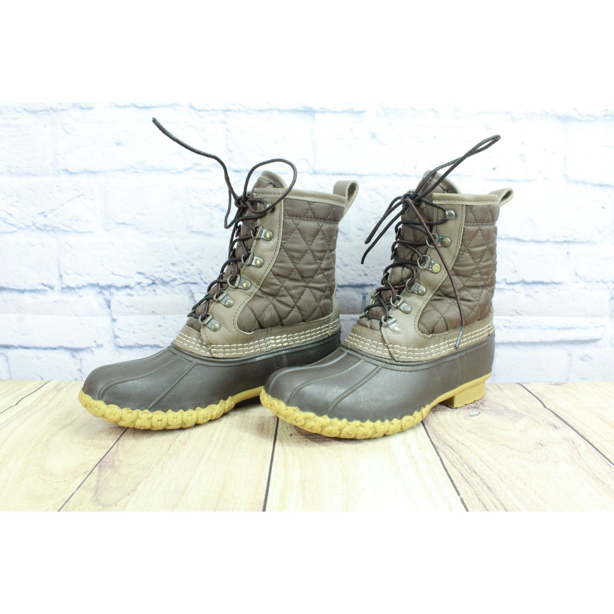 L.L. Bean × Leather LL Bean Women's 8" Shearling Lined Quilted Duck Boots 6 M Size US 6 / IT 36 - 2 Thumbnail