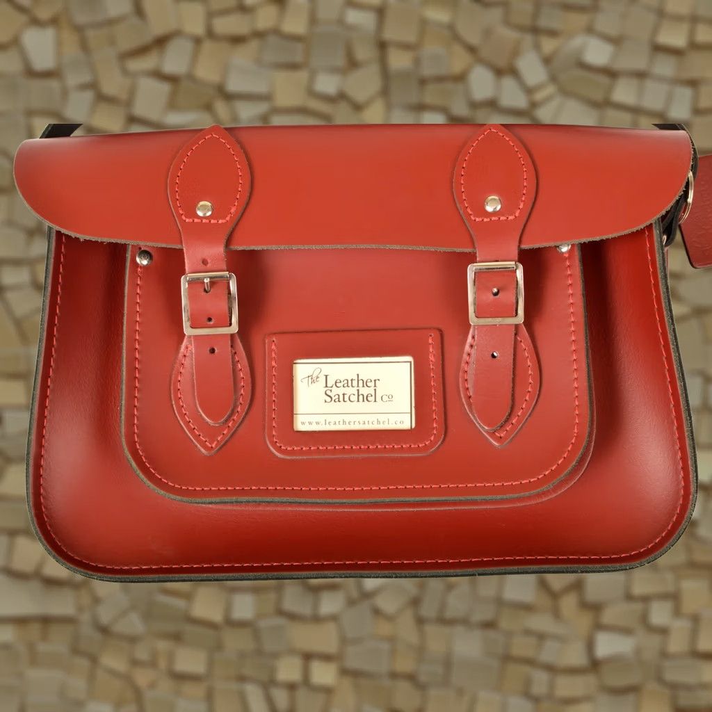 Vintage The Leather Satchel Company Classic Red Leather Satchel Shoulder Crossbody Bag Unisex Adults Leather Red Crossbody Bag Mens Womens Size ONE SIZE - 1 Thumbnail