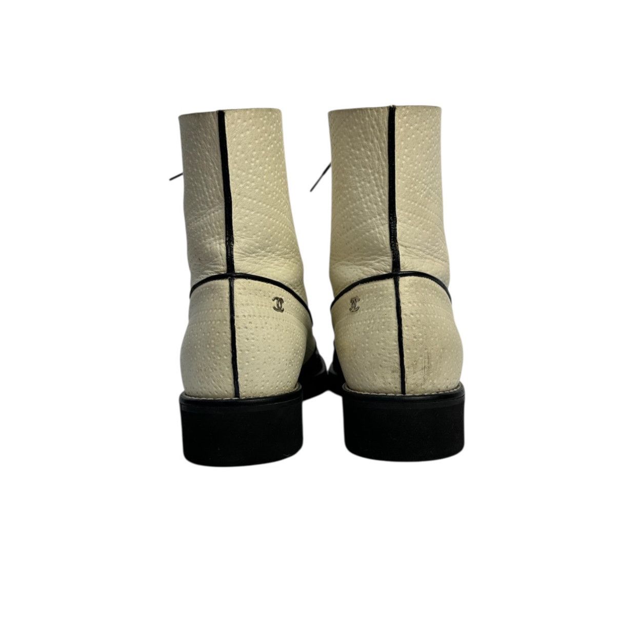 Chanel Authentic Chanel Black & Beige Combat Boots - Size 40 Size US 9 / IT 39 - 4 Thumbnail