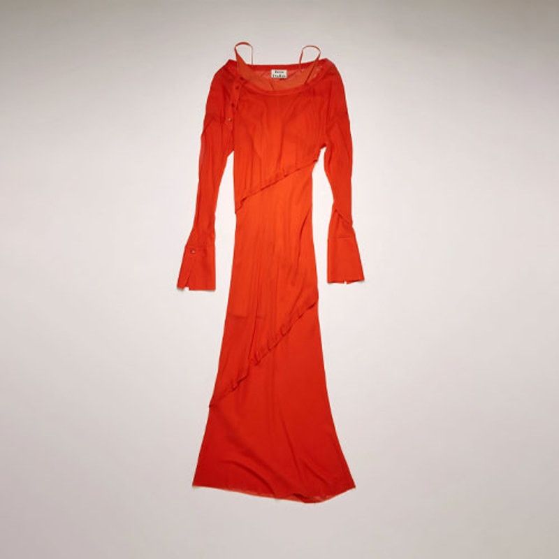 Acne Studios Acne Studios Bias-cut Georgette Long-Sleeve Dress - Size S Size S / US 4 / IT 40 - 4 Thumbnail
