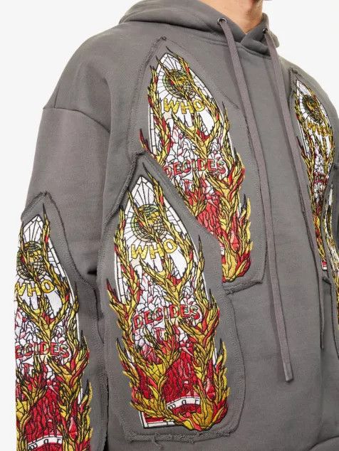 Who Decides War o1h1sh10525 Flame Glass Embroidered Pullover in Grey Size US XXL / EU 58 / 5 - 5 Thumbnail