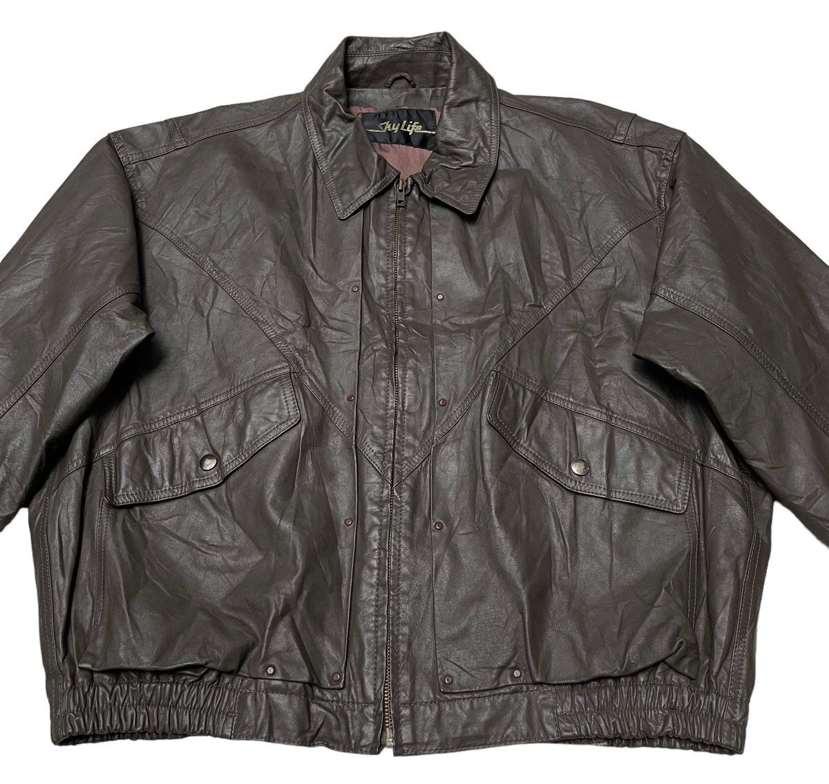 Vintage Japanese Brand Sky Life Leather Jacket 1990s