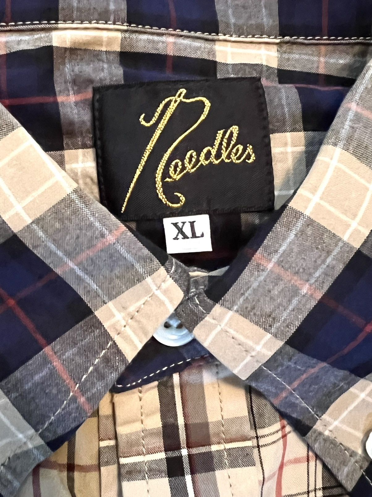 Needles Needles Crazy Plaid Shirt XL Khaki Size US XL / EU 56 / 4 - 2 Thumbnail