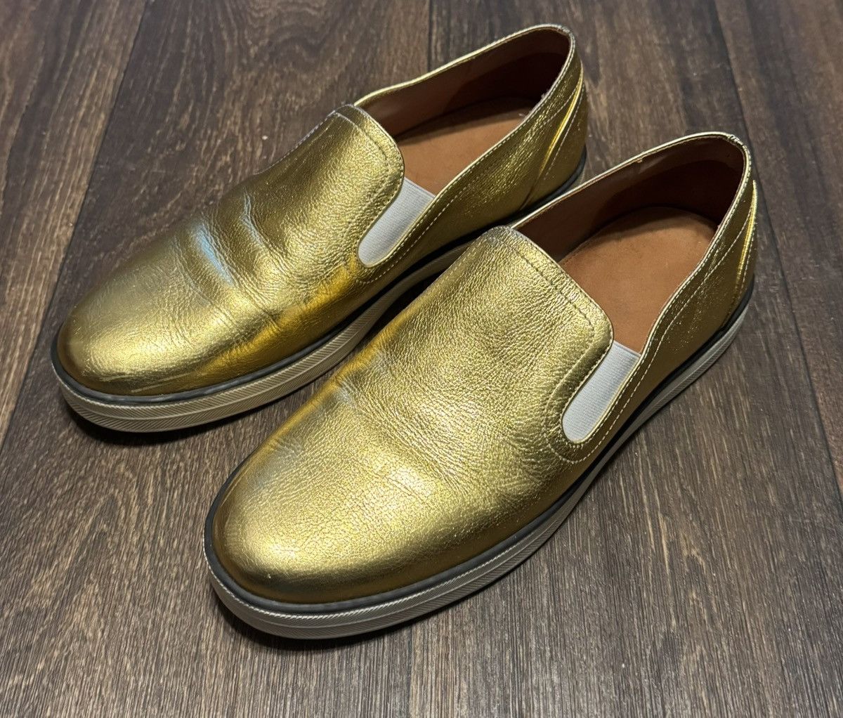 Bottega Veneta Bottega Veneta Gold Metallic Leather Slip-On Size US 9 / IT 39 - 2 Thumbnail