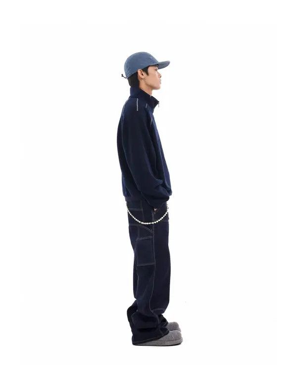 VIBE High Street Clean Fit Multi Pockets Dark Blue Baggy Jeans Size US 32 / EU 48 - 6 Thumbnail
