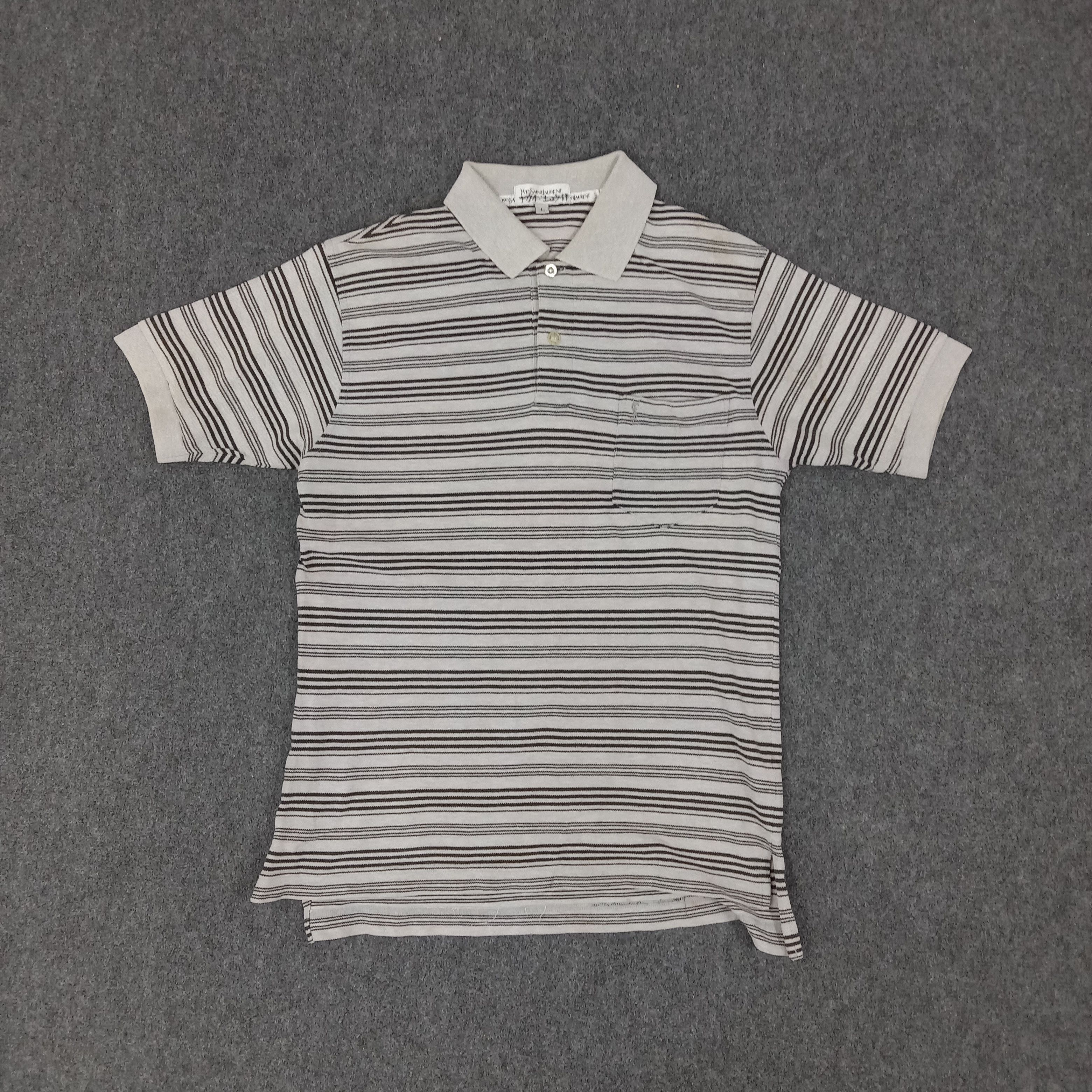 Vintage × Yves Saint Laurent Yves Saint Laurent Italian Brand Stripe Polo Shirt Size US M / EU 48-50 / 2 - 1 Thumbnail
