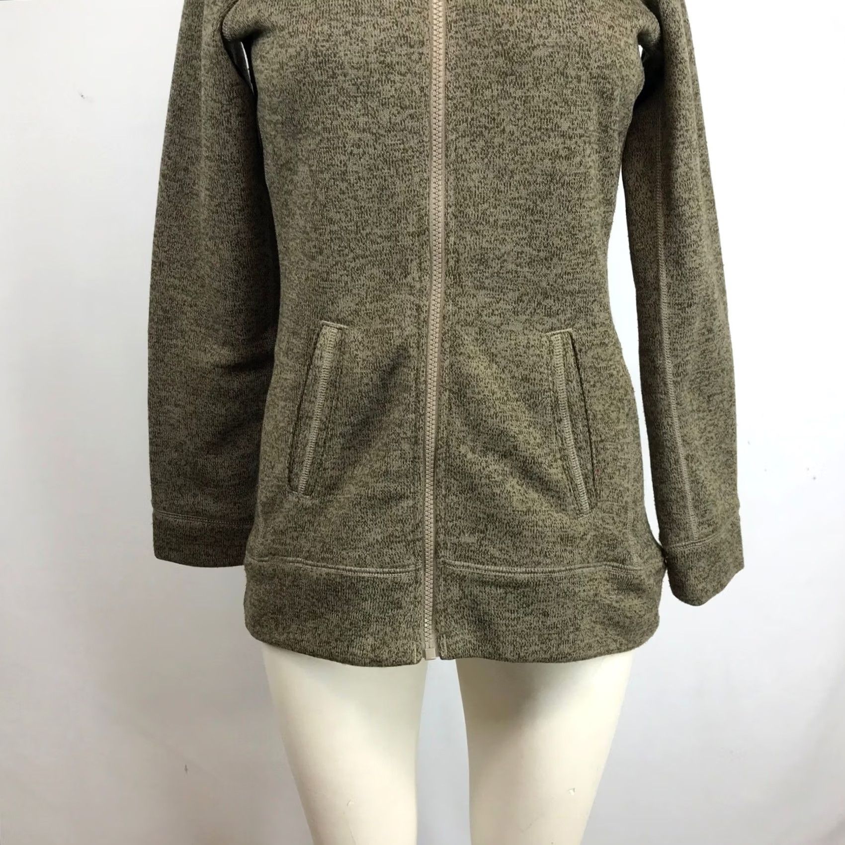 Olive Columbia XS Olive Green Marl Fleece Jacket - Outdoor Activewear Size XS / US 0-2 / IT 36-38 - 3 Thumbnail