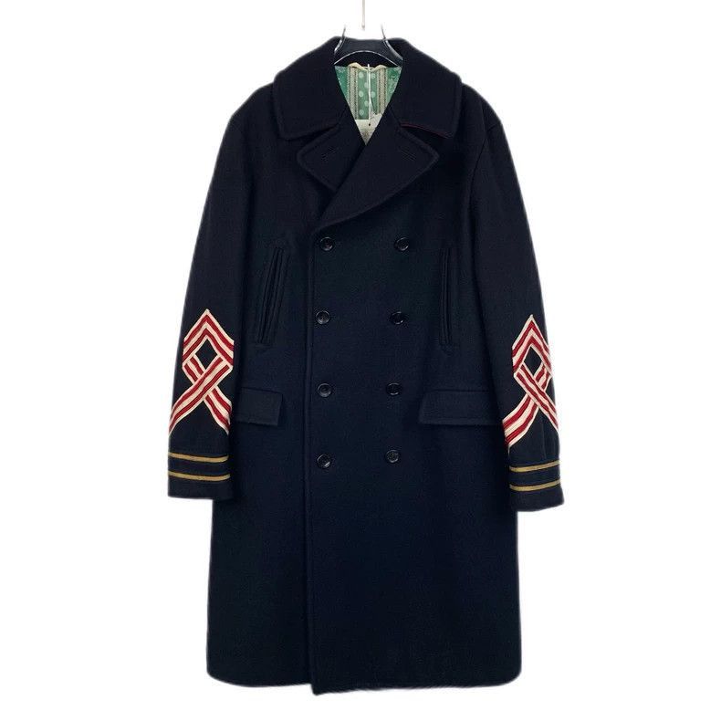 Gucci Gucci Black Embroidered Wool Double-Breasted Coat-2506 Size US L / EU 52-54 / 3 - 1 Thumbnail