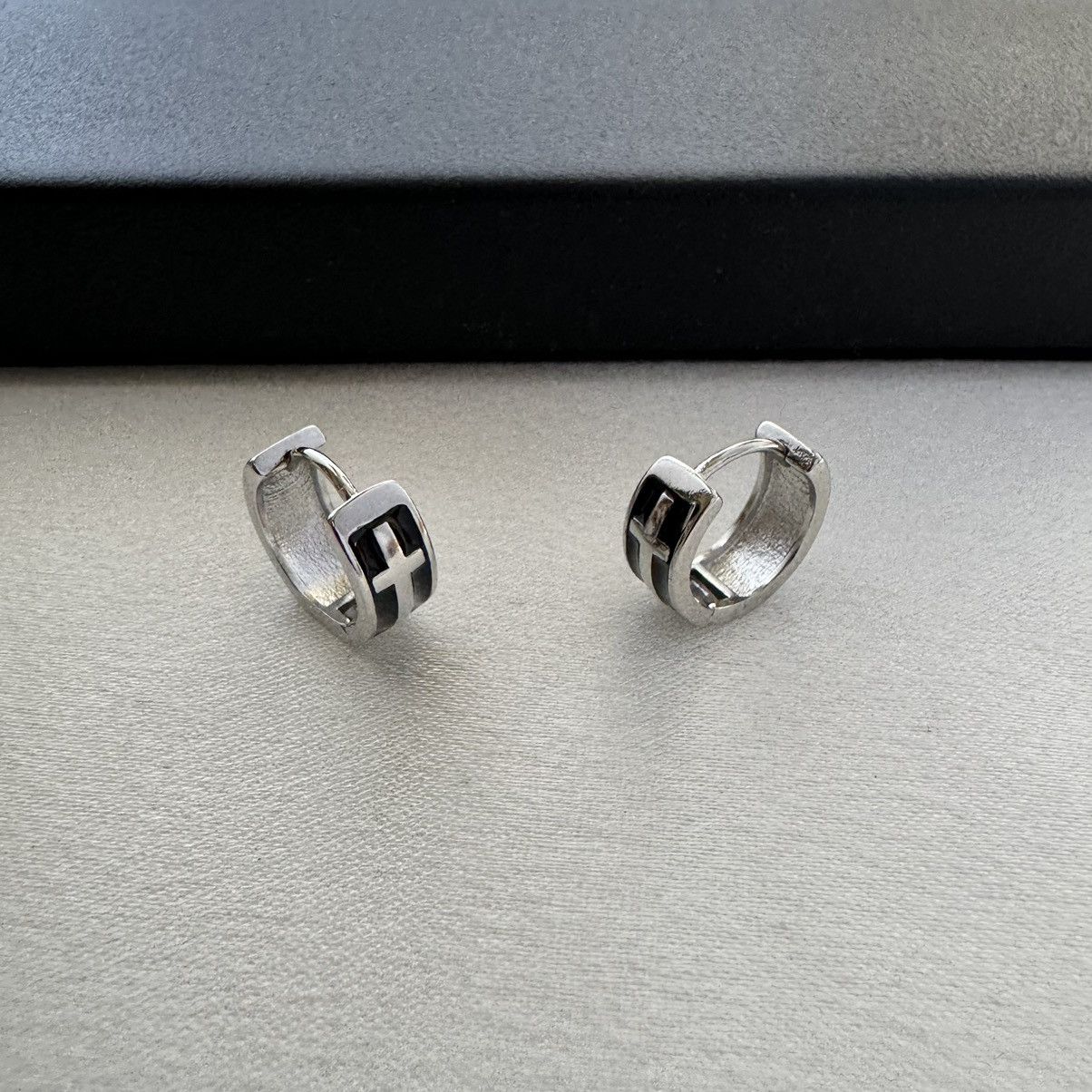 Other 12mm Cross Hoop Earrings for Men Women,Hip Hop Unisex Style Size ONE SIZE - 1 Thumbnail