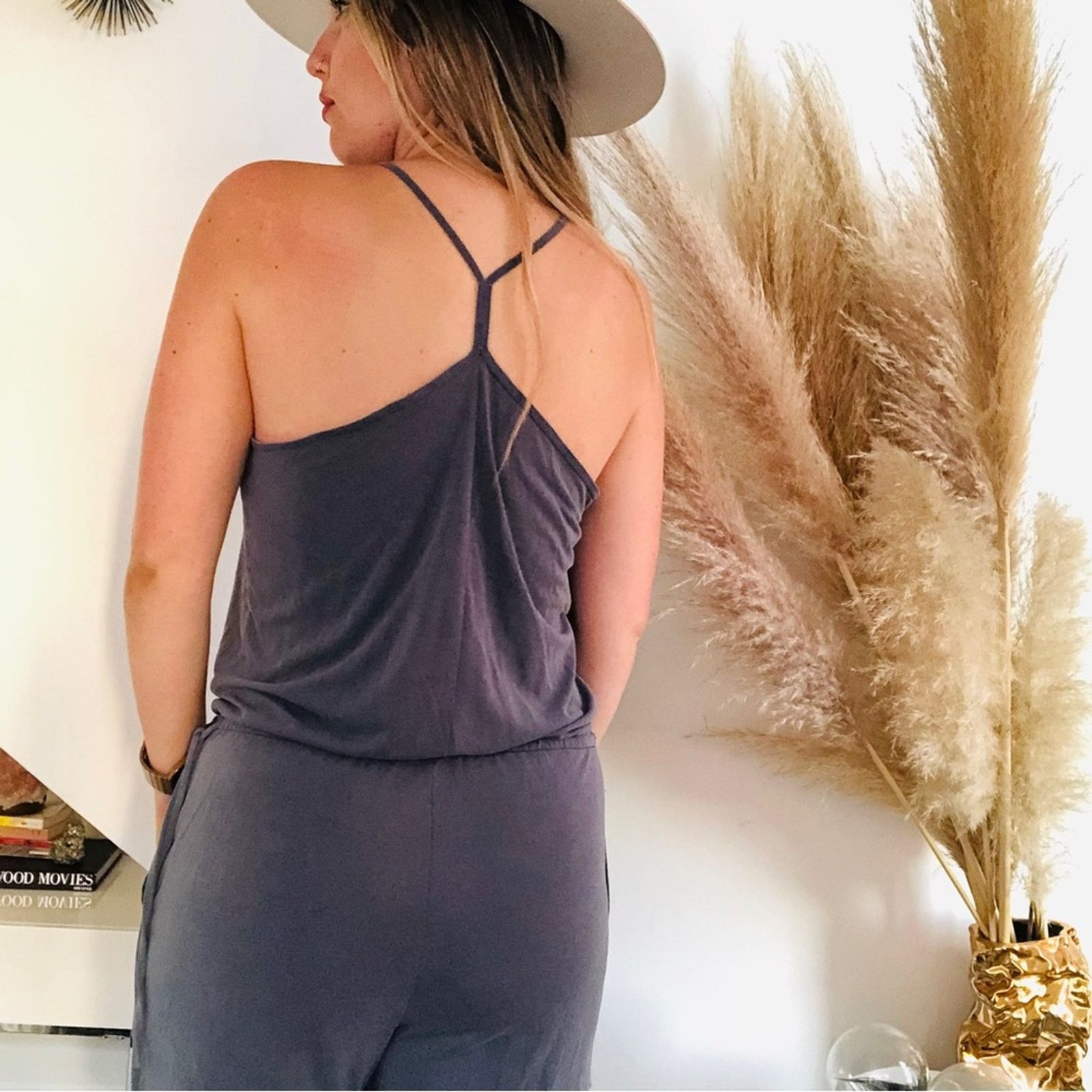 Gap GAP Grey Blue Tie Racerback Tank Top Slim Jumpsuit Romper Size 28" / US 6 / IT 42 - 9 Thumbnail