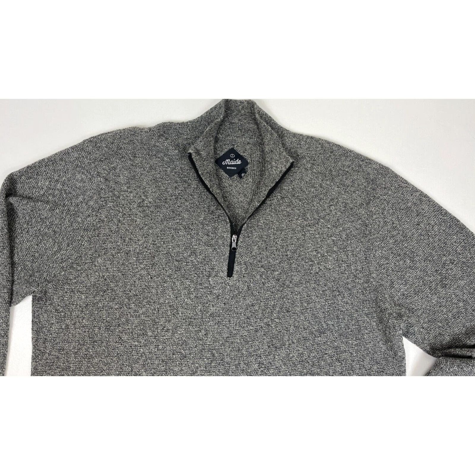 Bonobos Bonobos Men's 1/4 Zip Knit Pullover Sweater Sz L Gray Mock Neck, Solid, Cotton Blend, Long Sleeve, Classic, Preppy, Golf, Walking, Regular Size US L / EU 52-54 / 3 - 4 Thumbnail