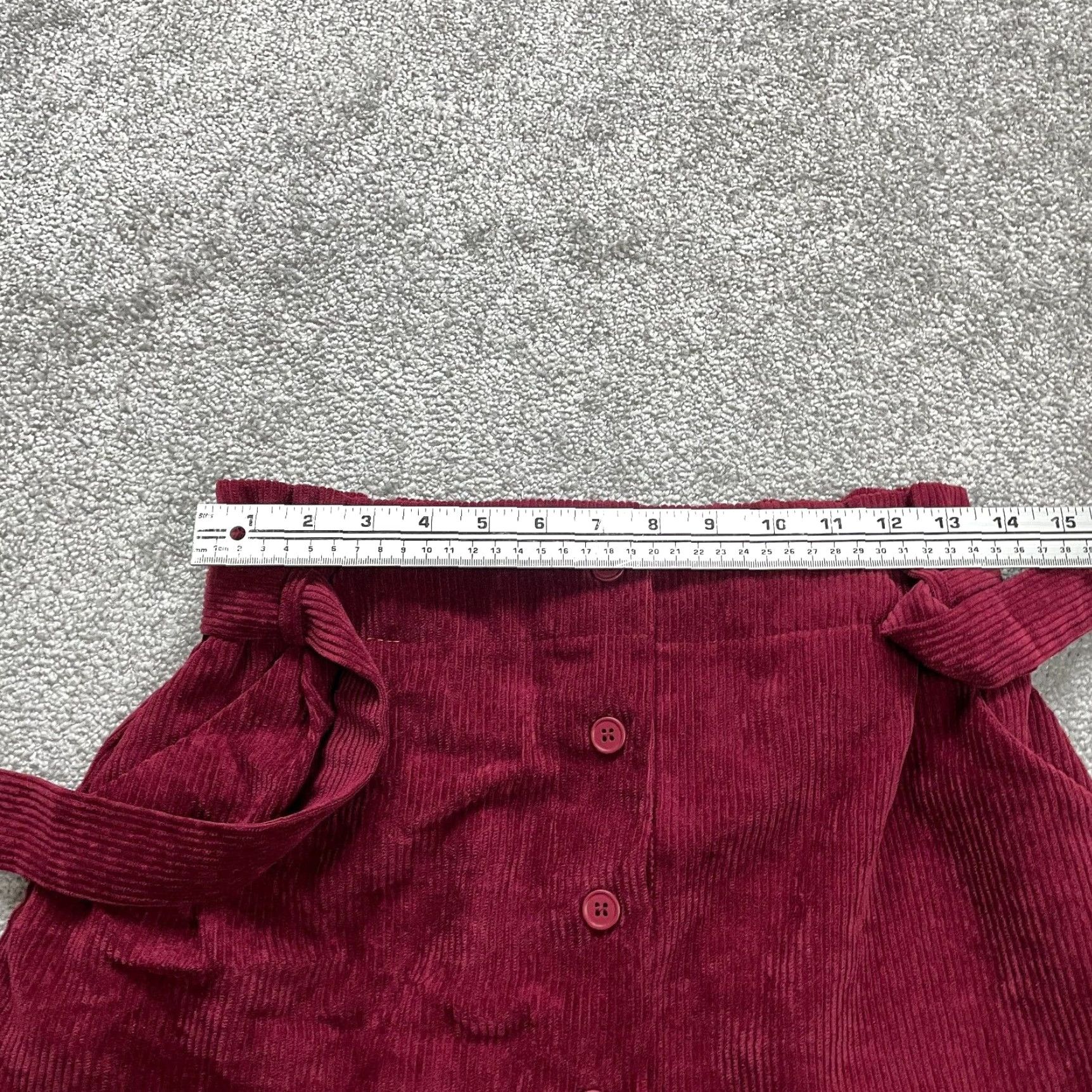 Cider Cider Brand Corduroy Skirt Mini Down Button Belted Red W30 Medium NWOT New Womens Size 32" / US 10 / IT 46 - 7 Thumbnail