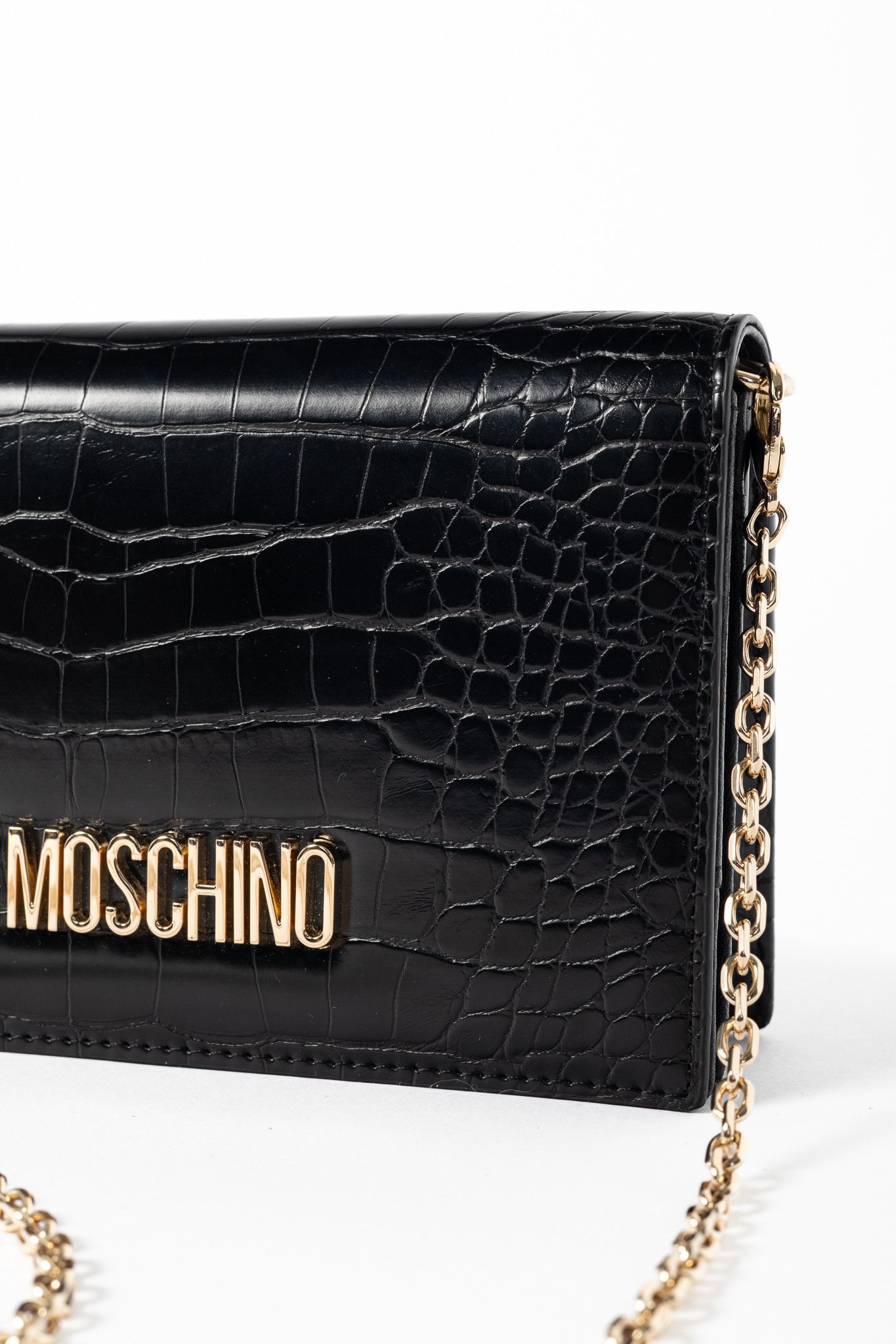 Love Moschino Love Moschino Croc-Embossed Faux-Leather Flap Crossbody Size ONE SIZE - 7 Thumbnail