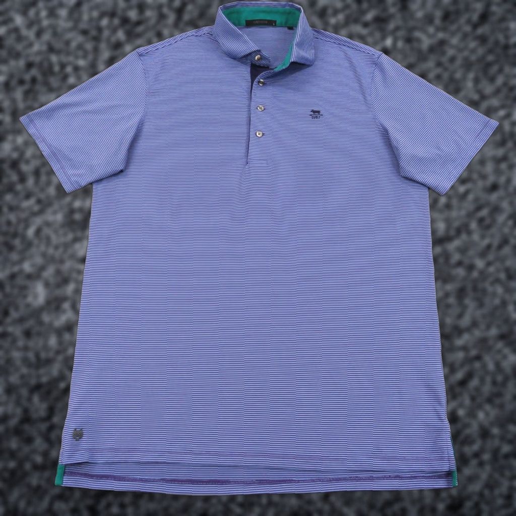 Greyson Polo Shirt Men L Blue Performance Golf Shirt Darien Country Club Clothiers {69}