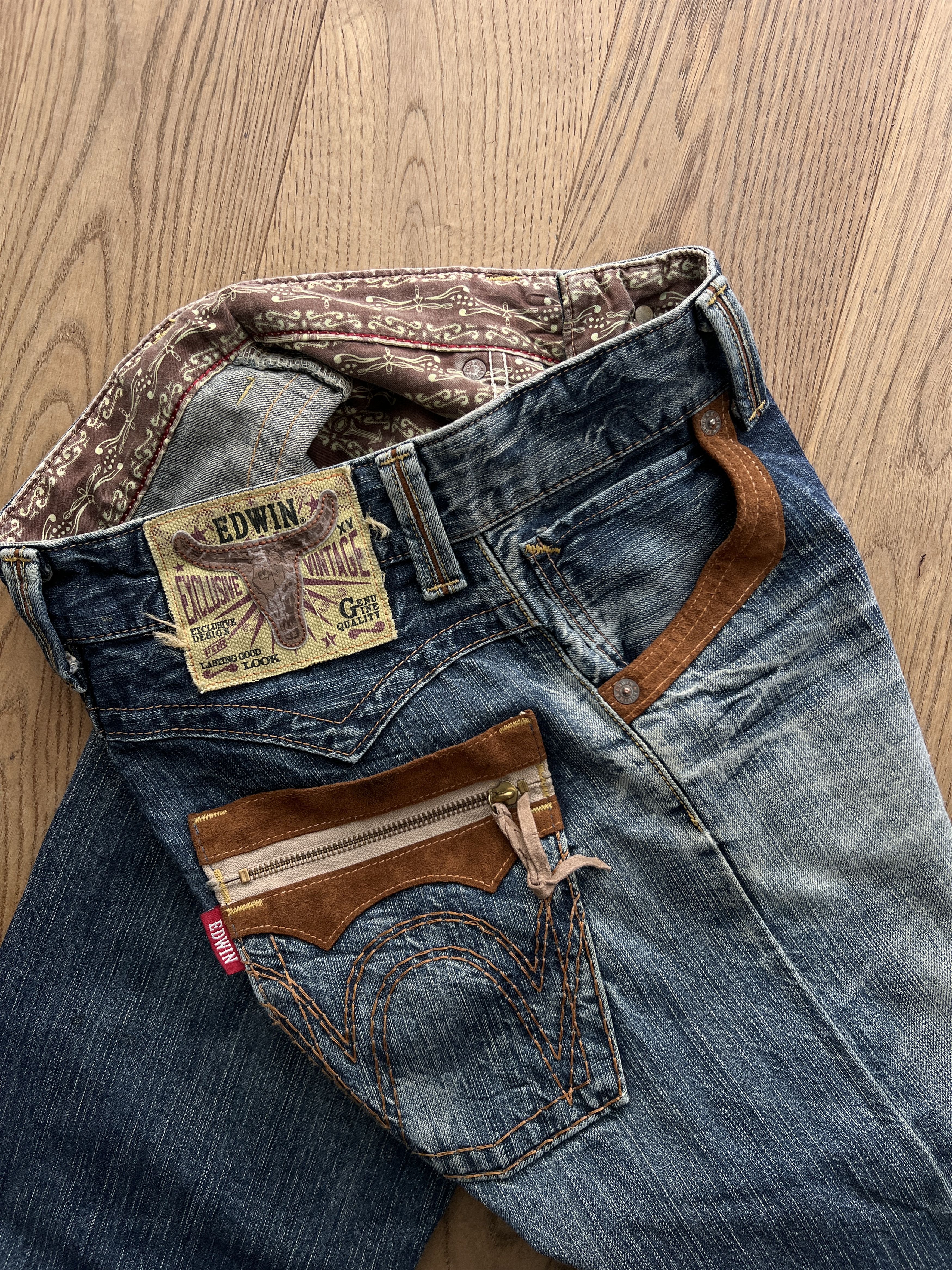 Edwin EDWIN WESTERN COWBOY DENIM JEANS DISTRESSED VINTAGE RARE Y2K Size US 29 - 7 Thumbnail