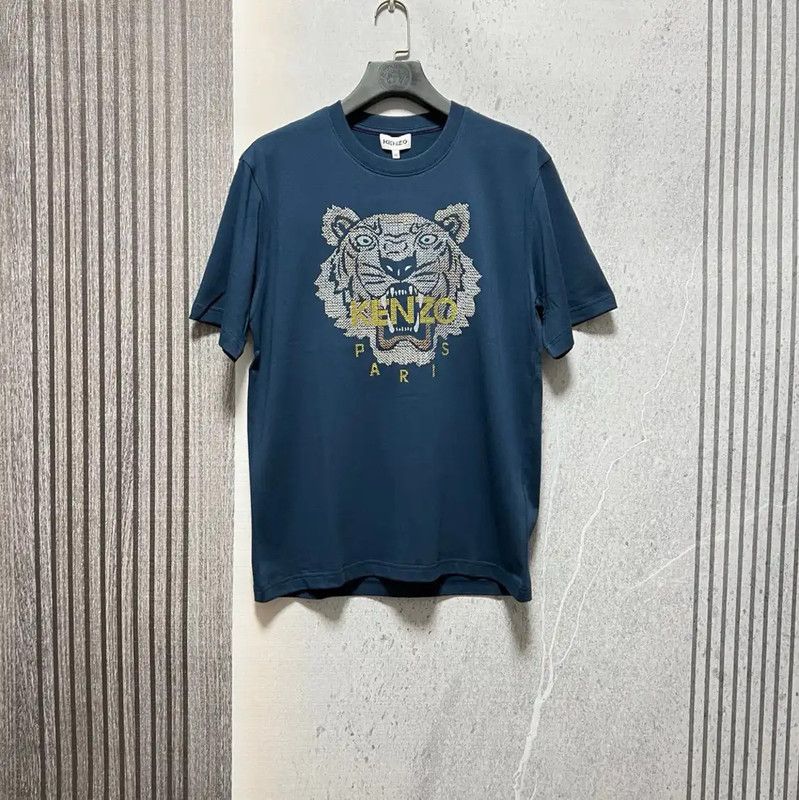 Kenzo Kenzo Navy Blue Cotton Logo T-Shirt for Men 0089 Size US XL / EU 56 / 4 - 1 Thumbnail