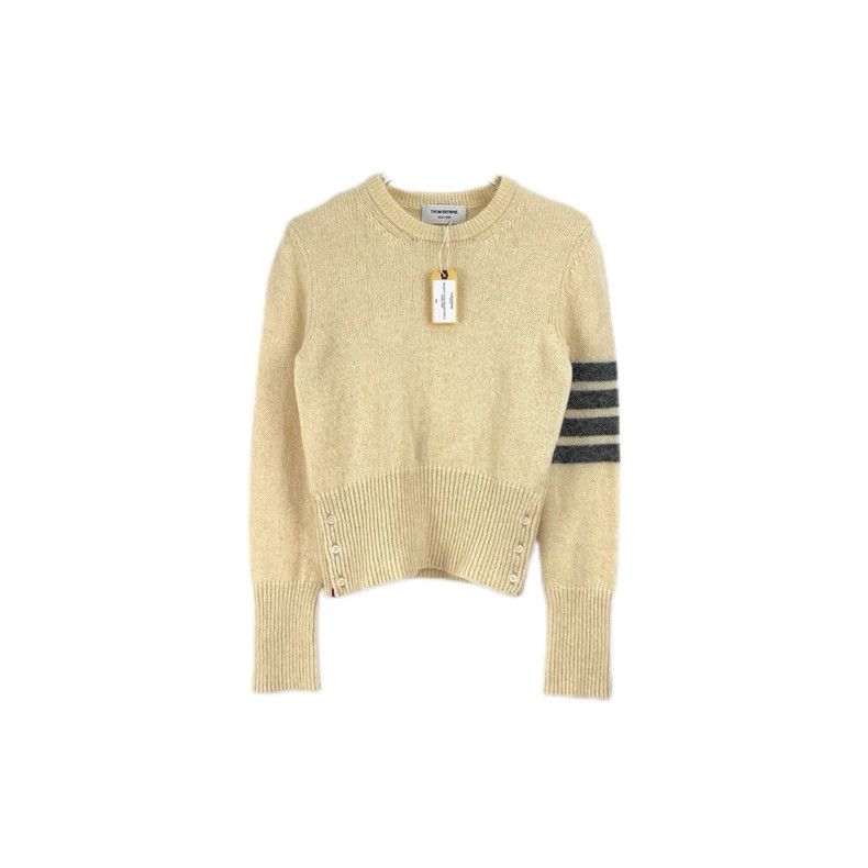 Thom Browne Thom Browne Size 42Beige Wool Classic logo Sweater 2501-Nex Size US XS / EU 42 / 0 - 1 Thumbnail