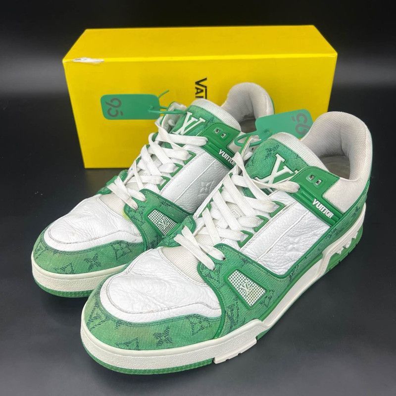 Louis Vuitton Louis Vuitton Green and White Trainer Sneakers -2508 Size US 10.5 / EU 43-44 - 1 Thumbnail