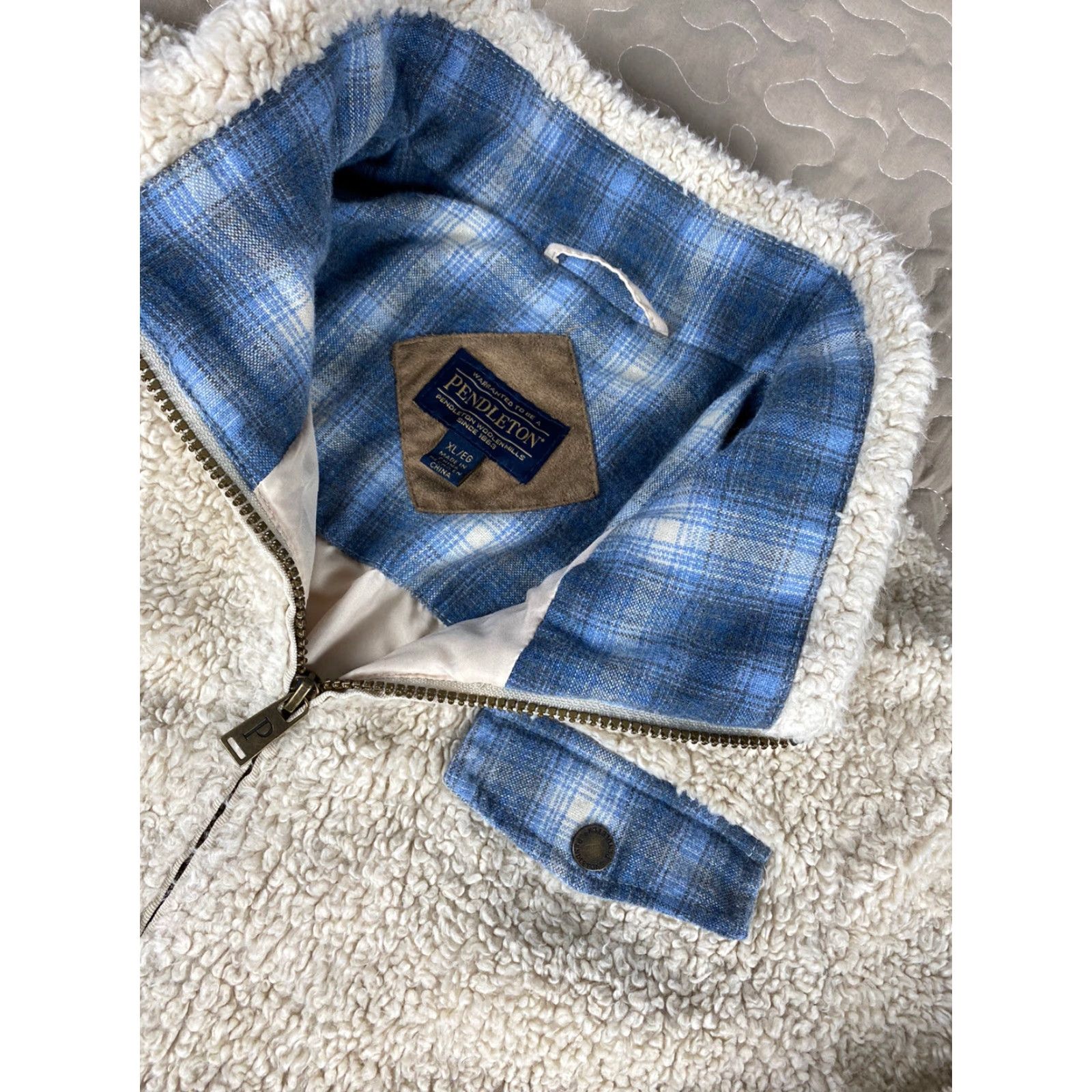 Pendleton VINTAGE Pendleton Fleece Jacket Womens XL Sherpa Deep Pile Oatmeal Beige Warm Size XL / US 12-14 / IT 48-50 - 2 Thumbnail