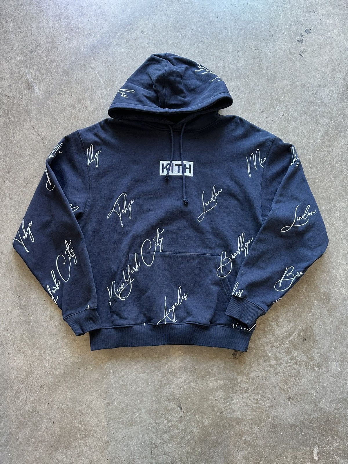 Kith Kith City Script Hoodie Navy Nocturnal | Grailed